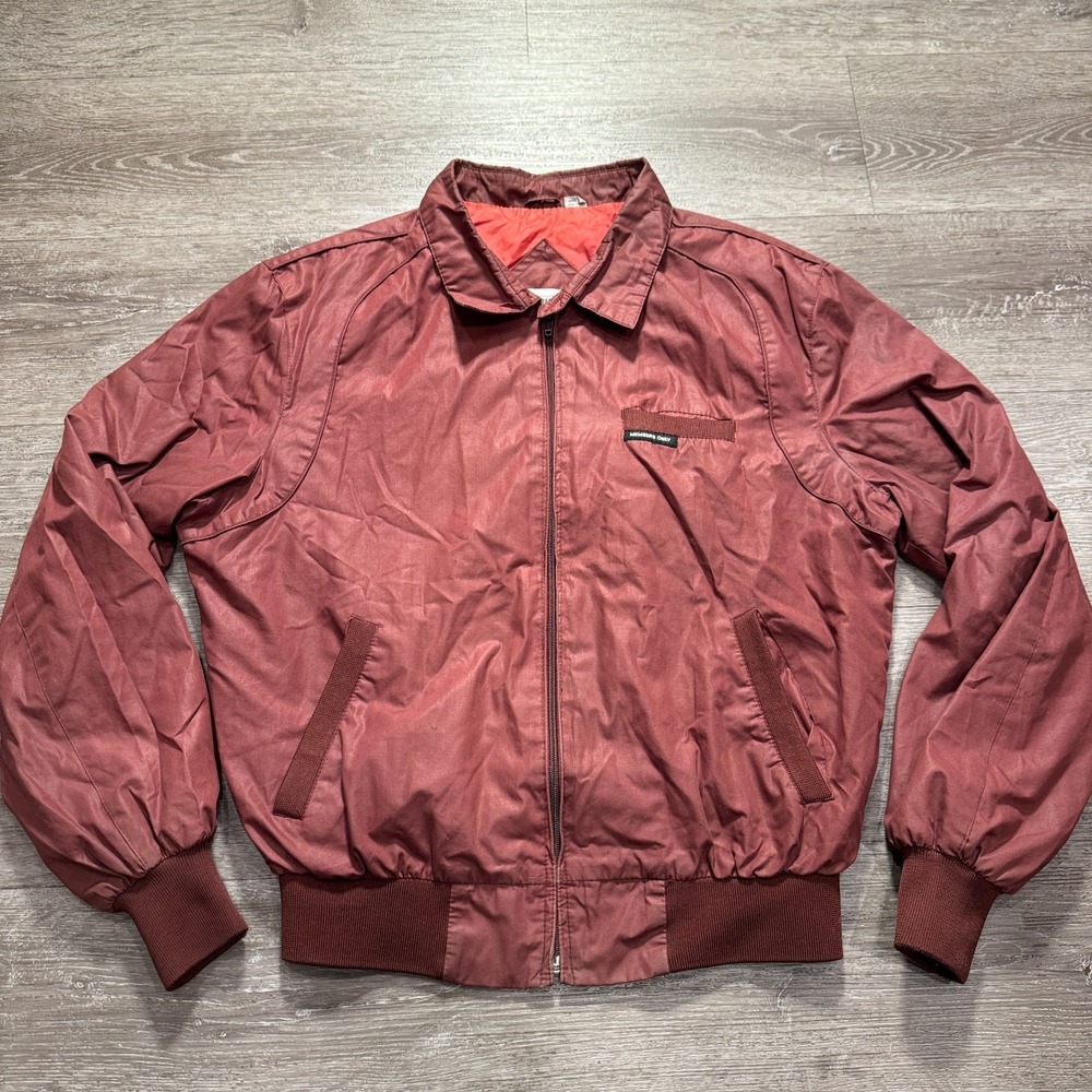 Members Only Jacket Mens 40 Red Poly Cotton Racer 80s Retro Vintage Bomber Style